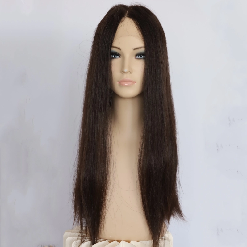 #4 lace top wig natural hairline bleached knot brazilian hair for hair loss YR0069
